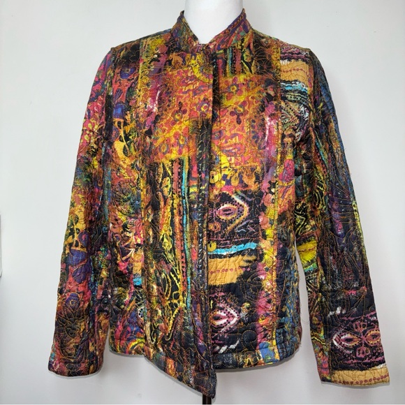 Chadwicks Jackets & Blazers - Chadwicks Reversible Jacket Women 12 Quilted Art to Wear Textured Print Colorful